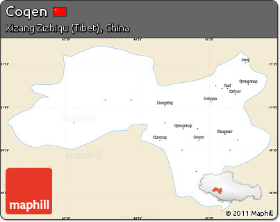 Classic Style Simple Map of Coqen, single color outside