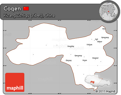 Gray Simple Map of Coqen, cropped outside