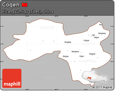 Gray Simple Map of Coqen, cropped outside