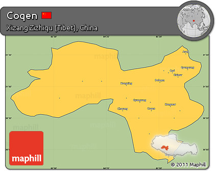 Savanna Style Simple Map of Coqen, cropped outside