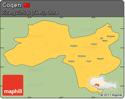 Savanna Style Simple Map of Coqen, cropped outside