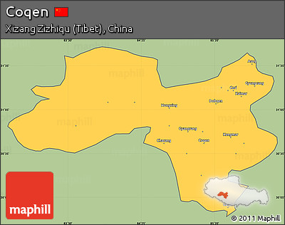 Savanna Style Simple Map of Coqen, cropped outside