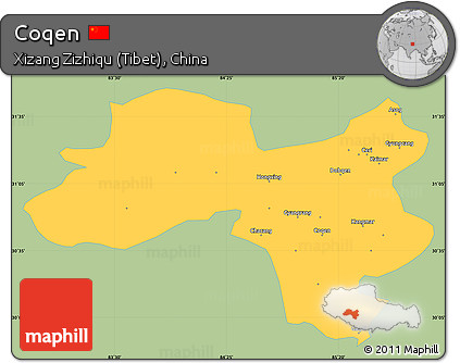 Savanna Style Simple Map of Coqen, single color outside