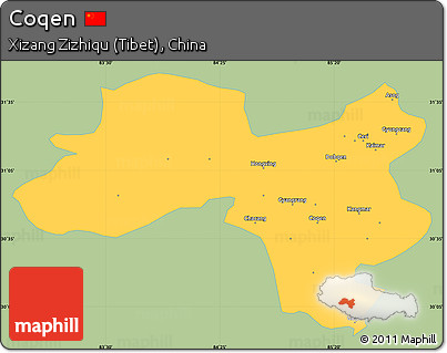Savanna Style Simple Map of Coqen, single color outside