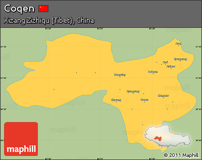 Savanna Style Simple Map of Coqen, single color outside