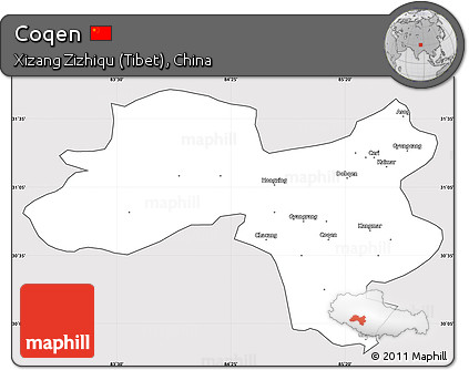 Silver Style Simple Map of Coqen, cropped outside