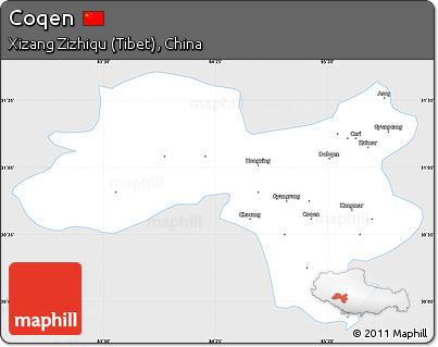 Silver Style Simple Map of Coqen, single color outside