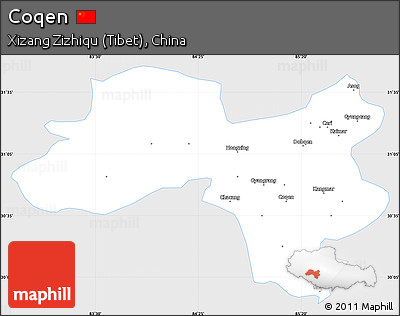 Silver Style Simple Map of Coqen, single color outside