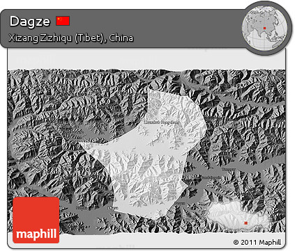 Physical 3D Map of Dagze, darken