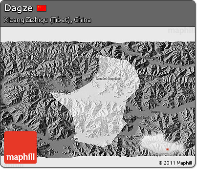 Physical 3D Map of Dagze, darken