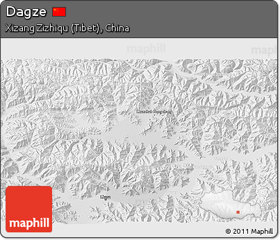 Physical 3D Map of Dagze, lighten, desaturated
