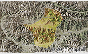 Satellite 3D Map of Dagze, semi-desaturated
