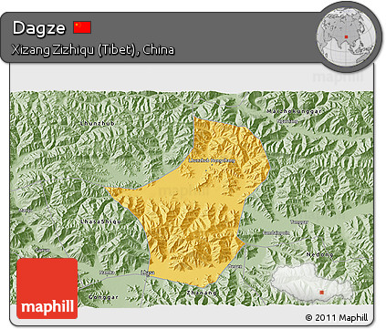 Savanna Style 3D Map of Dagze