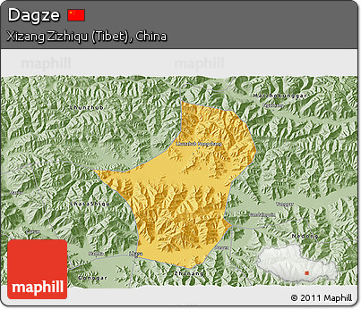 Savanna Style 3D Map of Dagze