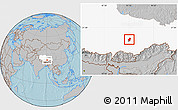 Gray Location Map of Dagze, highlighted parent region, hill shading
