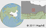 Savanna Style Location Map of Dagze, highlighted country, highlighted parent region, hill shading