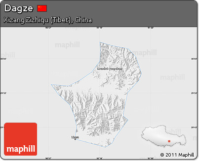 Silver Style Map of Dagze, single color outside