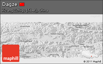 Physical Panoramic Map of Dagze, desaturated