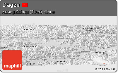 Physical Panoramic Map of Dagze, desaturated