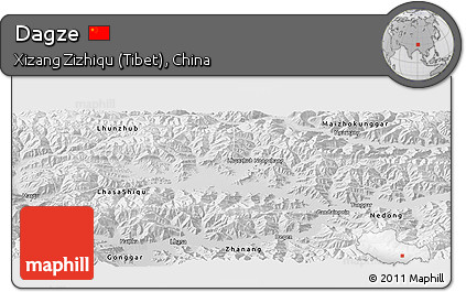 Physical Panoramic Map of Dagze, semi-desaturated