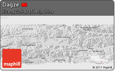 Physical Panoramic Map of Dagze, semi-desaturated