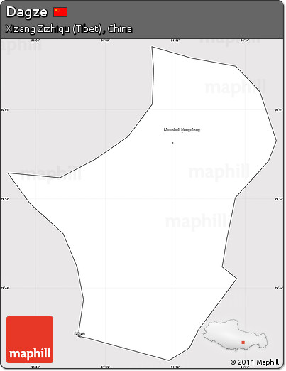 Silver Style Simple Map of Dagze, cropped outside