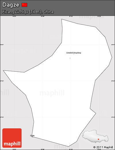 Silver Style Simple Map of Dagze, cropped outside