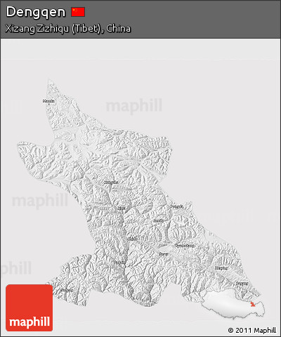 Physical 3D Map of Dengqen, cropped outside