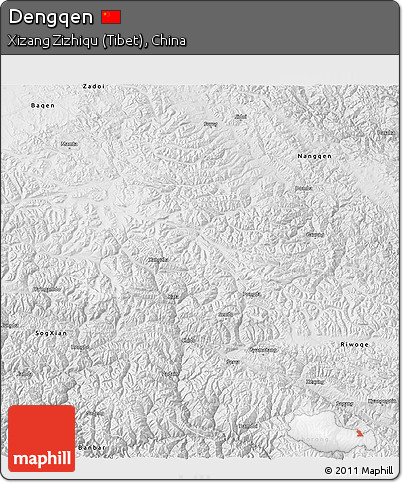 Physical 3D Map of Dengqen, desaturated