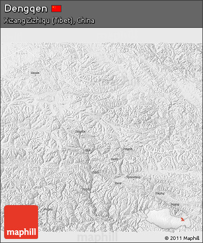 Physical 3D Map of Dengqen, lighten