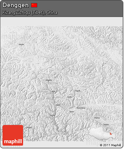 Physical 3D Map of Dengqen, lighten