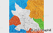 Physical 3D Map of Dengqen, political outside