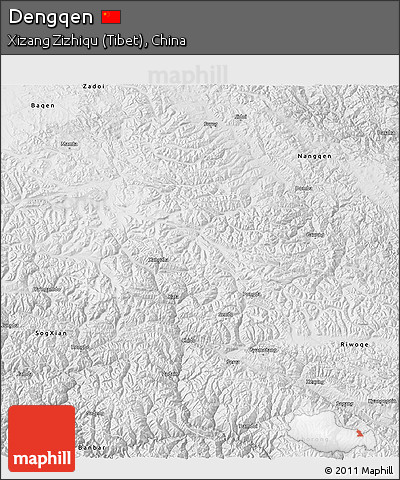 Physical 3D Map of Dengqen, semi-desaturated