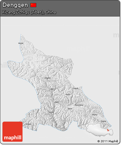 Physical 3D Map of Dengqen, single color outside