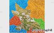 Satellite 3D Map of Dengqen, political outside