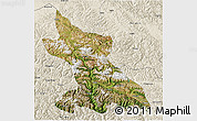 Satellite 3D Map of Dengqen, shaded relief outside
