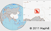 Gray Location Map of Dengqen, highlighted country