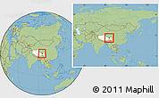 Savanna Style Location Map of Dengqen, highlighted parent region, within the entire country
