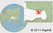 Savanna Style Location Map of Dengqen, highlighted parent region, hill shading