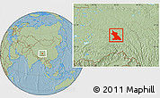 Savanna Style Location Map of Dengqen, hill shading