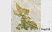 Satellite Map of Dengqen, shaded relief outside