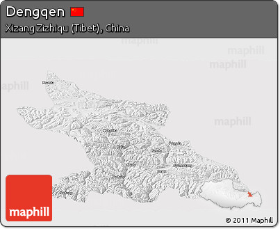 Physical Panoramic Map of Dengqen, cropped outside