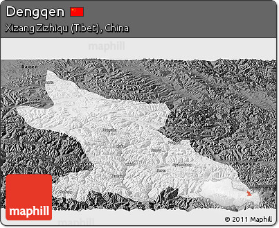 Physical Panoramic Map of Dengqen, darken