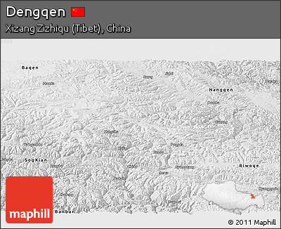 Physical Panoramic Map of Dengqen, desaturated