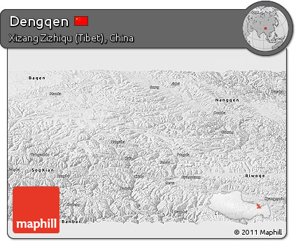 Physical Panoramic Map of Dengqen, desaturated