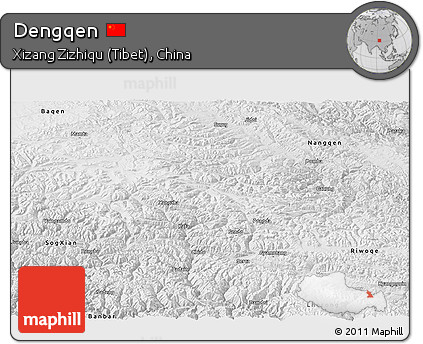 Physical Panoramic Map of Dengqen, semi-desaturated
