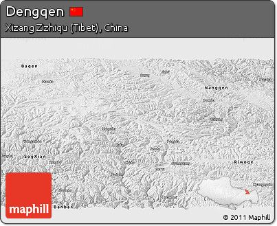 Physical Panoramic Map of Dengqen, semi-desaturated