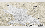 Physical Panoramic Map of Dengqen, shaded relief outside