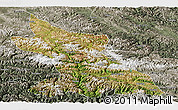 Satellite Panoramic Map of Dengqen, semi-desaturated