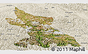 Satellite Panoramic Map of Dengqen, shaded relief outside